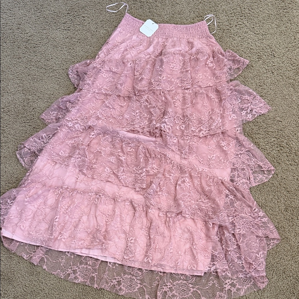 Altar'd State Pink Lace Maxi Skirt